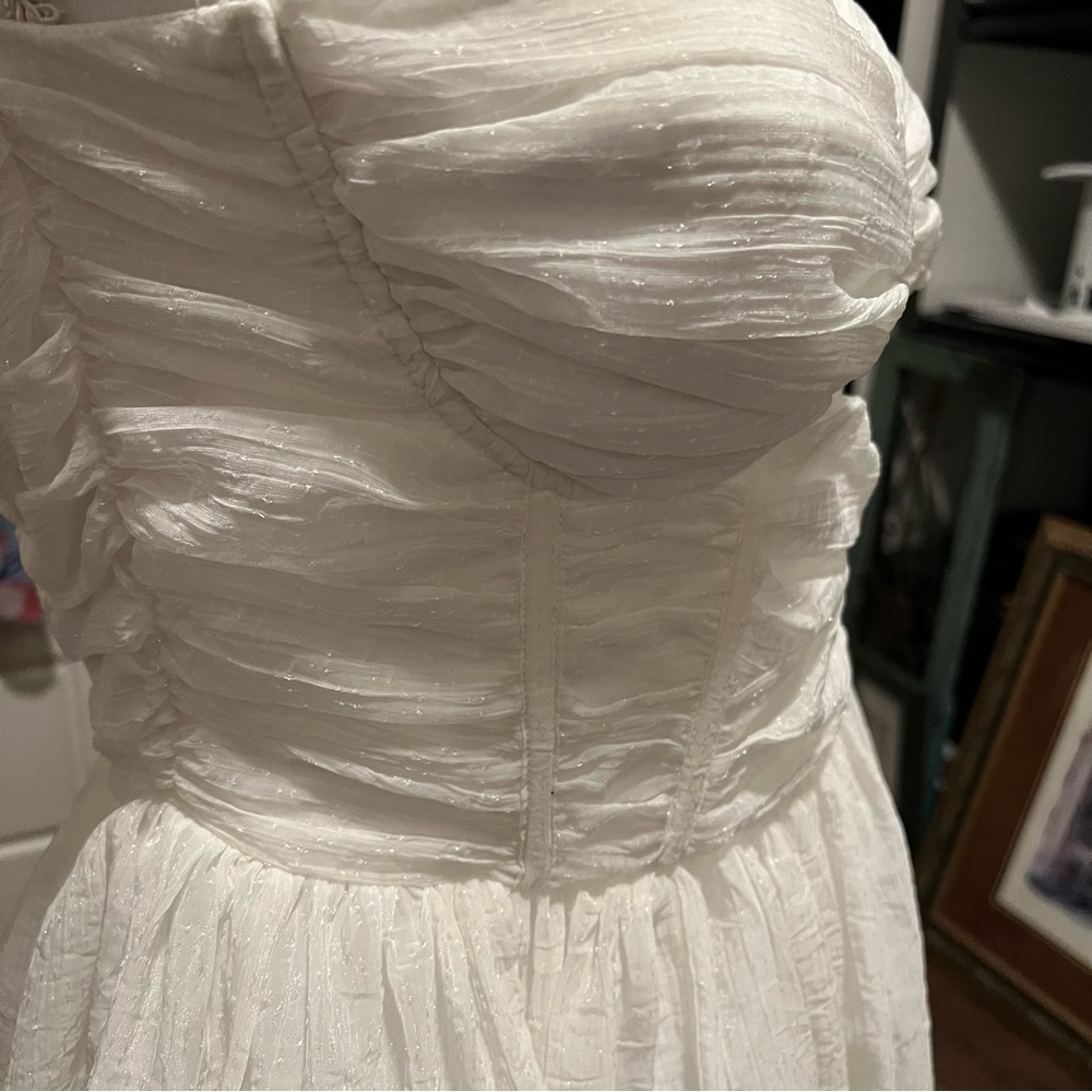 Lena White Bustier Strapless Cocktail Dress Women's Size Large Fully Lined - Picture 9 of 16